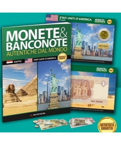 Monete & Banconote - Banconota da 1 Lira egiziana + moneta 5 cent USA BAGNATA ORO - Uscita n.1 - 20 Agosto 2025