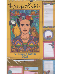 Calendario Agenda Frida Kahlo 2026 (21x34 cm con spirale) + Notes + Post It + Penna