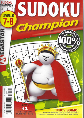 Sudoku Champion - livello 7-8 - n. 41 -giugno - luglio  2022 - bimestrale