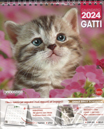 Calendario da tavolo 2024  Gatti cm.16,5  x15 x 8