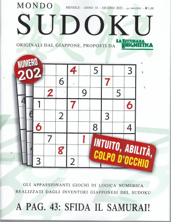 Mondo Sudoku - n. 202 - mensile -giugno   2022