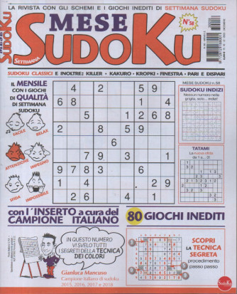Mese sudoku - n. 58 - mensile - 15/12/2023