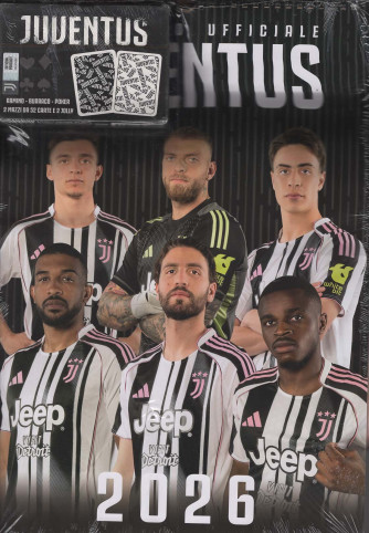 Calendario Ufficiale Juventus 2026 (29x42 cm con spirale) + 2 Mazzi da 52 Carte e 2 Jolly