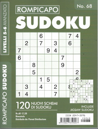 Rompicapo Sudoku - n.68 - livelli 5-6 avanzato - bimestrale