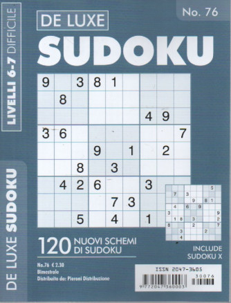 De Luxe Sudoku - n. 76 - livelli 6-7 difficile - bimestrale