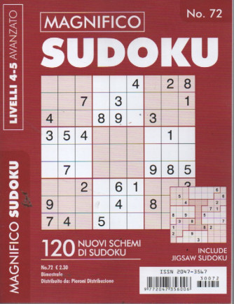 Magnifico Sudoku - n. 72 - livelli 4-5 avanzato - bimestrale