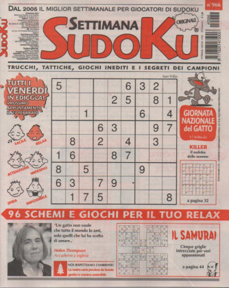 Settimana Sudoku - n.966-16 febbraio  2024 - settimanale