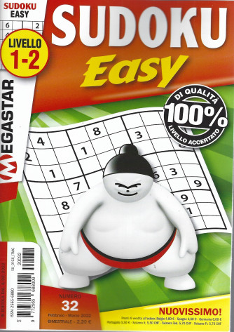 Sudoku Easy - livello 1-2 . n. 32- bimestrale - febbraio - marzo  2022