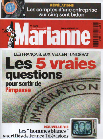 Marianne - n. 1396 - du 14 .   au 20 dec..  2023 - in lingua francese