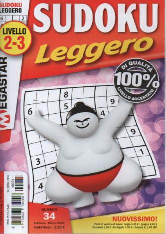Sudoku leggero - livello 2-3 - n.34 -febbraio - marzo 2024 - bimestrale