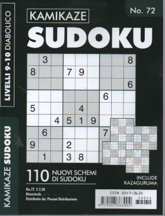 Kamikaze sudoku - n. 72 - bimestrale - livelli 9-10 diabolico