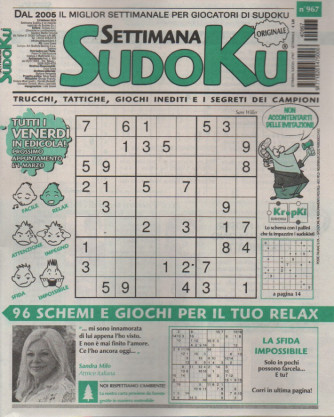 Settimana Sudoku - n.967-23 febbraio  2024 - settimanale