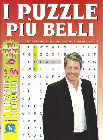 I puzzle piu' belli -Hugh Grant-  n. 78 - trimestrale -agosto - ottobre  2022 - 100 pagine