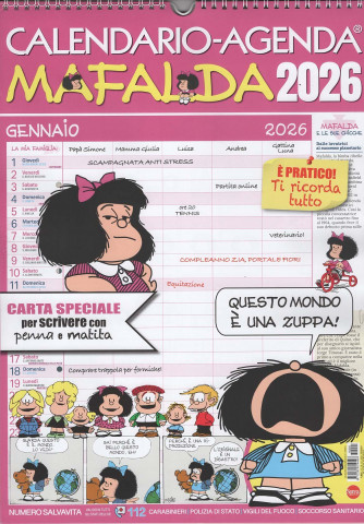 Calendario-Agenda Mafalda 2026 (30x43 cm con spirale)