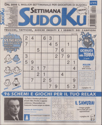 Settimana Sudoku - n.975-19 aprile    2024 - settimanale