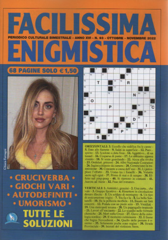 Facilissima Enigmistica - n. 93  - bimestrale -ottobre - novembre 2022 - 68 pagine