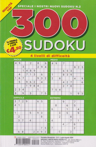 Speciale I nostri nuovi sudoku -300 sudoku -  n. 2 - luglio - agosto 2024 - bimestrale