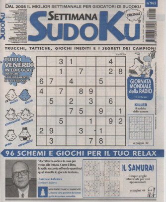 Settimana Sudoku - n.965-9 febbraio  2024 - settimanale