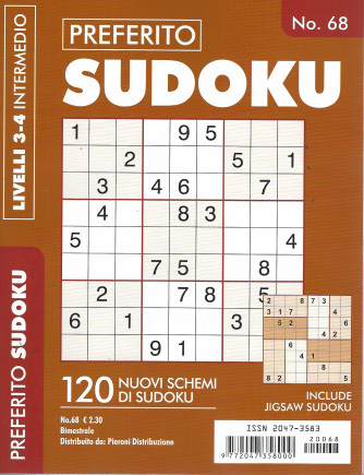 Preferito Sudoku - n. 68- livelli 3-4 intermedio - bimestrale .