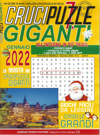 Crucipuzzle giganti - n. 5  - mensile - gennaio 2022