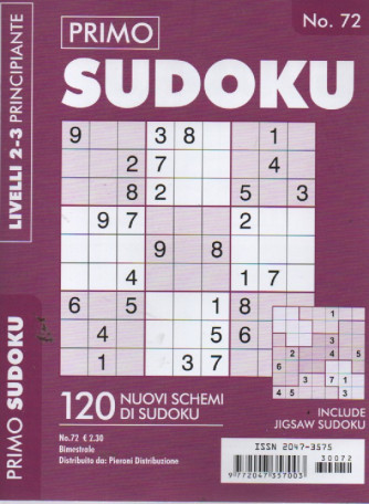Primo sudoku - n. 72 - bimestrale - livelli 2-3 principiante