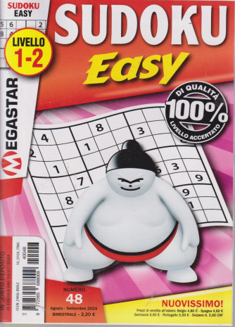 Sudoku Easy - n. 48- livello 1-2 - agosto - settembre  2024 - bimestrale