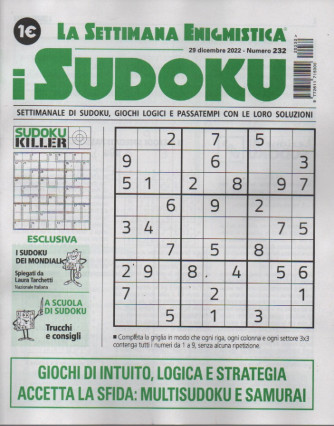 La settimana enigmistica - i sudoku - n.232 - 29 dicembre 2022 - settimanale