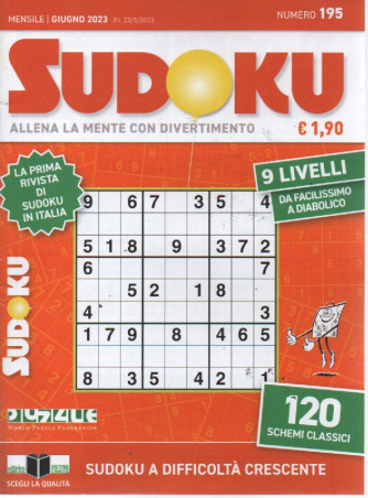 Sudoku - n. 195 - mensile - giugno   2023
