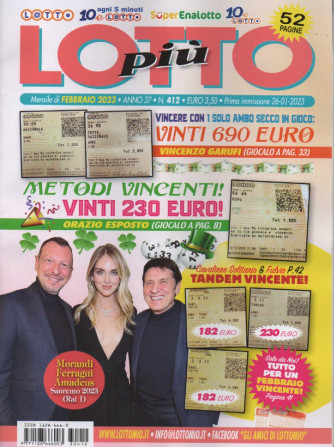Lotto Piu' - n.412- mensile -  febbraio  2023 -52 pagine!