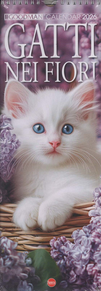 Calendario Gatti nei Fiori 2026 (15x41 cm con spirale)