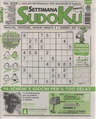 Settimana Sudoku - n.929-2 giugno     2023 - settimanale