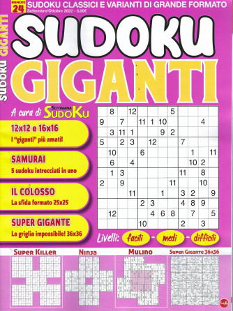 Sudoku giaganti - n. 24 - settembre - ottobre  2022 - bimestrale