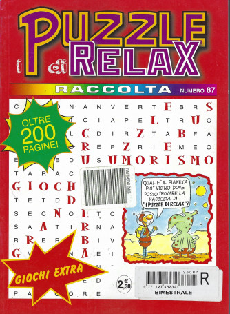 Raccolta I puzzle di Relax - n. 87- bimestrale - 200 pagine - luglio - settembre 2017