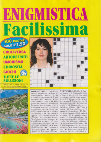 Enigmistica facilissima - n. 48- bimestrale -agosto - settembre    2024 - 100 pagine