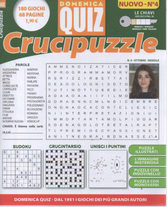 Domenica quiz Crucipuzzle -n.  4 - ottobre   2023 - mensile - 180 giochi - 68 pagine