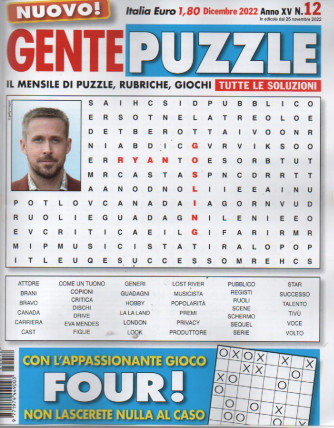 Gente puzzle - n. 12  -dicembre   2022 - mensile - 100 pagine