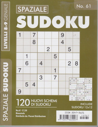 Spaziale Sudoku - n. 61 - livelli 8-9 geniale - bimestrale