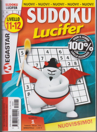 Sudoku Lucifer - n. 1 -livello 11-12 -  febbraio - marzo 2021 - bimestrale