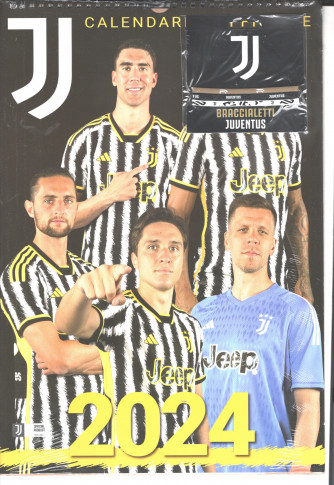 Calendario Juventus 2024 cm. 29x42 c/spirale + Braccialetti Juve