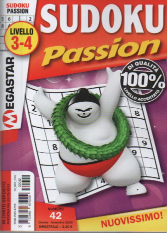 Sudoku Passion - n. 43 - livello 3-4 - ottobre - novembre    2023 - bimestrale