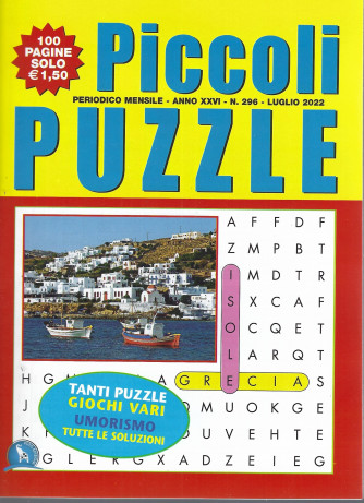 Piccoli Puzzle -  mensile -  n.296 -luglio   2022 - 100 pagine