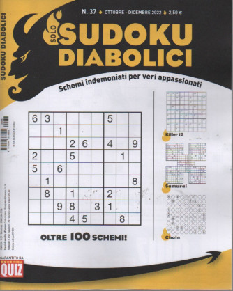 Solo sudoku diabolici - n. 37-ottobre - dicembre  2022 - trimestrale