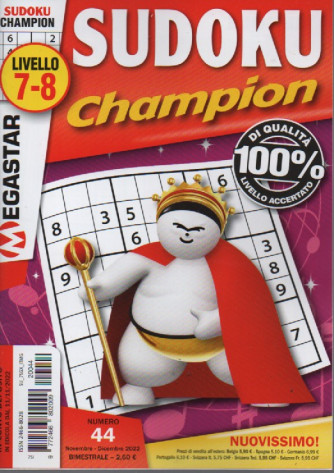 Sudoku Champion - n. 44 -livello 7-8 -  novembre - dicembre 2022 - bimestrale