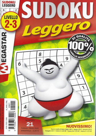 Sudoku Leggero - livello 2-3 - n. 21 -febbraio - marzo 2022- bimestrale