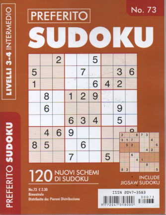 Preferito Sudoku - n. 73 - livelli 3-4 intermedio - bimestrale
