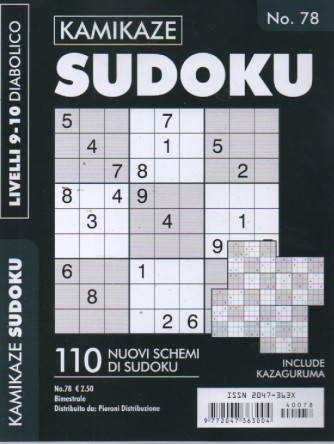 Kamikaze sudoku - n. 78 - bimestrale - livelli 9-10 diabolico