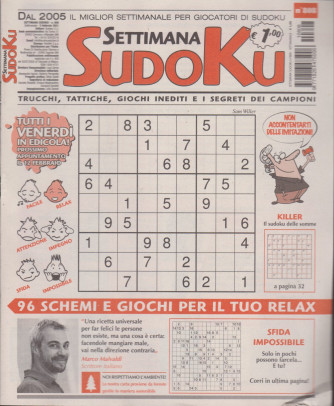 Settimana Sudoku - n. 808 - settimanale -5 febbraio  2021
