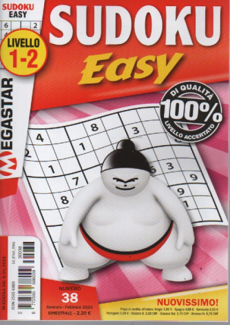 Sudoku Easy - n. 38 - livello 1-2 - gennaio - febbraio 2023 - bimestrale