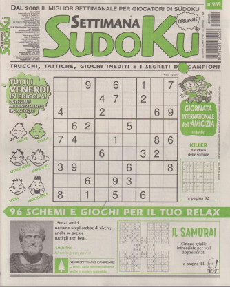 Settimana Sudoku - n.989-26 luglio     2024 - settimanale