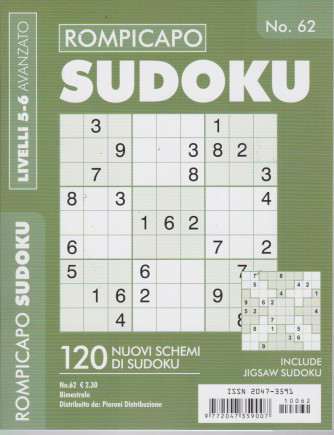 Rompicapo Sudoku - n.62 - livelli 5-6 avanzato - bimestrale